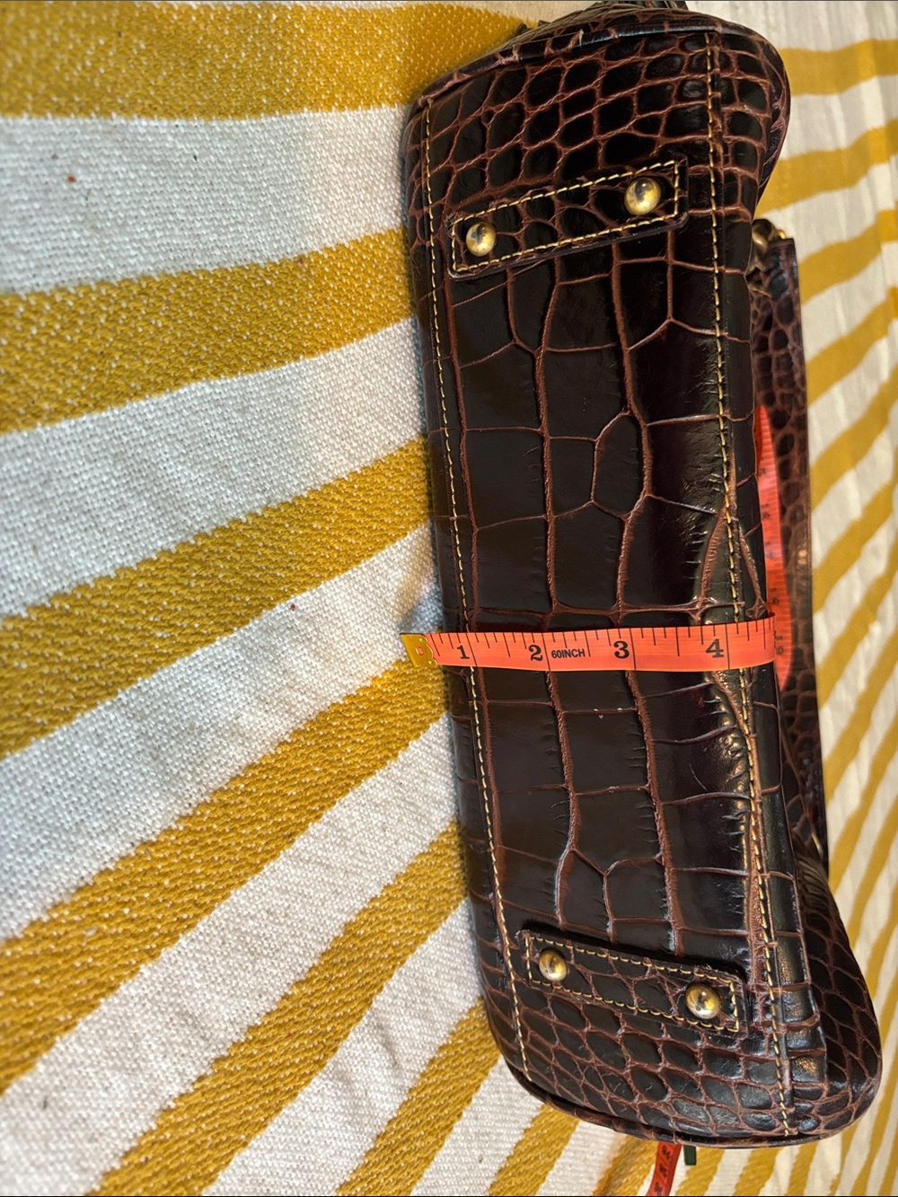 Dooney & Bourke Dark Brown Croc-Shoulder Bag - Picture 4 of 14